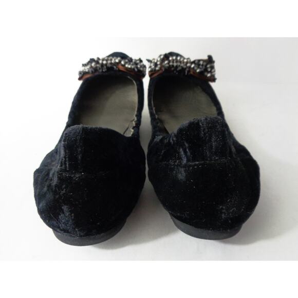 BACIO 61 Pistoia Womens US 7.5M Black Crushed Velvet Ballet Flat w Beaded Bow - Picture 4 of 9